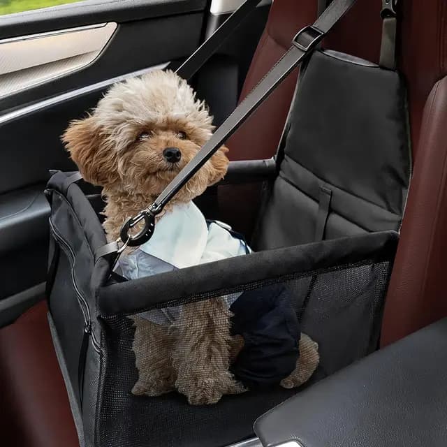 Flagest Asiento Perro Coche - Oxford Suaves Lavables Cesta Coche Perros - Estable Plegables Viaje Transportin Perro Coche - Asiento de Coche para Mascotas 40 * 32 * 24 cm(Negro)