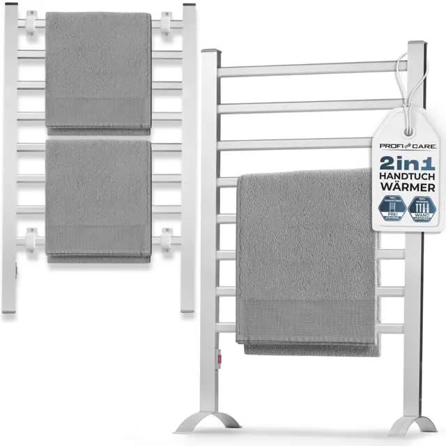 ProfiCare Calentador de Toallas eléctrico | Toallero y secador de baño | IP22 | Incl. Material de Montaje y Soportes | Toallero sin taladros | radiadores silenciosos | 1,5m Cable | PC EHW 3115
