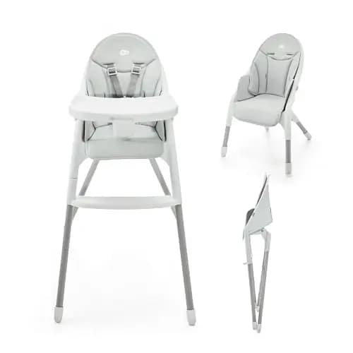 Kinderkraft DINNLY Trona bebé, Silla Infantil, Trona portatil, Tronas de bebé baratas, Bandeja Ajustable, Fácil de limpiar, para niños, 20kg, Gris claro