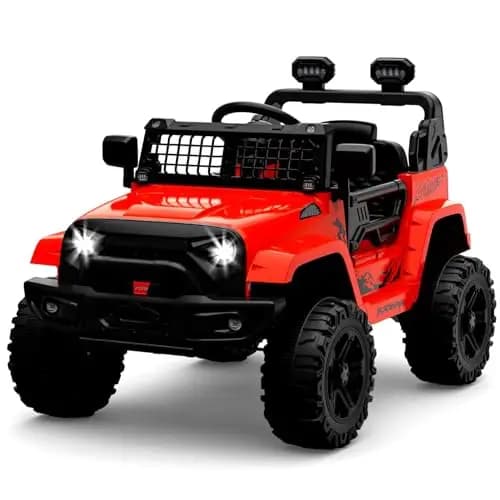Coche Eléctrico para Niños, Coche de Batería 12V con Mando a Distancia de 2,4 G y Faros LED, Claxon, Bluetooth, música, 3-6 km/h, Coche Eléctrico para Niños de 3+ Años