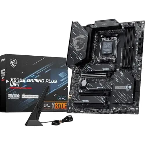 MSI X870E Gaming Plus WiFi Placa Base, ATX - Admite procesadores AMD Ryzen 9000/8000 / 7000, AM5-60A SPS VRM, DDR5 Memory Boost 8200+ MT/s (OC), PCIe 5.0 x16 & 4.0 x4, M.2 Gen5, Wi-Fi 7, 5G LAN