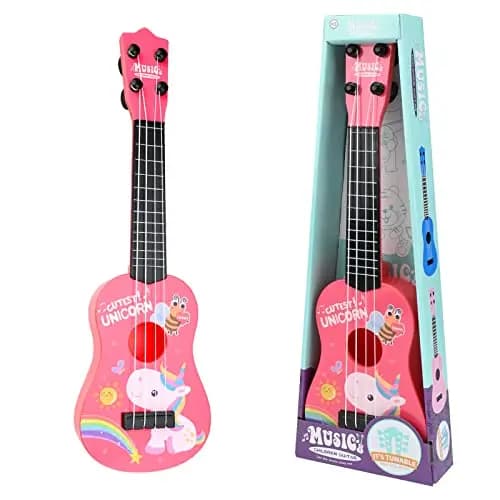 Ukelele Soprano 42 cm para Principiantes - Instrumento Musical con 4 Cuerdas Ajustables, Mini Guitarra y Púas para Juego Educativo Temprano