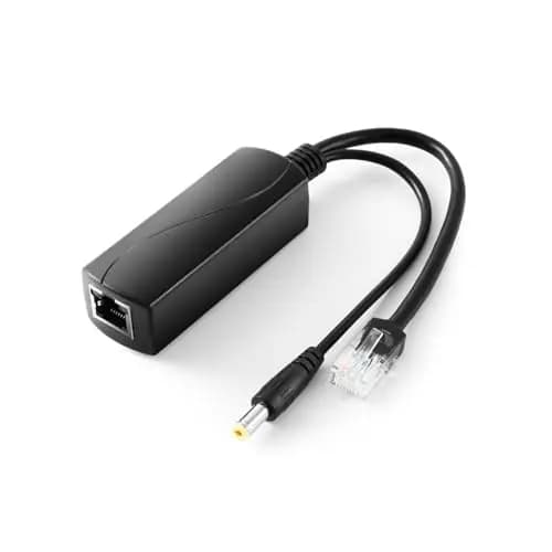 Revotech Gigabit PoE Divisor 12V/1A DC 5.5 * 2.1mm, 48V PoE to DC 12V/1A Salida, Cumple IEEE802.3af/at, Adaptable 10/100/1000Mbps, Adaptador PoE para cámara IP/PTZ/Ap (PS5712G)