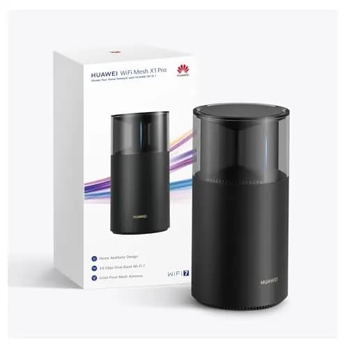 HUAWEI WiFi Mesh X1 Pro Router, Wi-Fi 7 de Doble Banda a 3,6 Gbps, Antena de Malla Entre Pisos, Puertos 4 x 2,5 GE, Diseño Estético para el Hogar, Control Parental, 42 Meses de Garantía, Negro