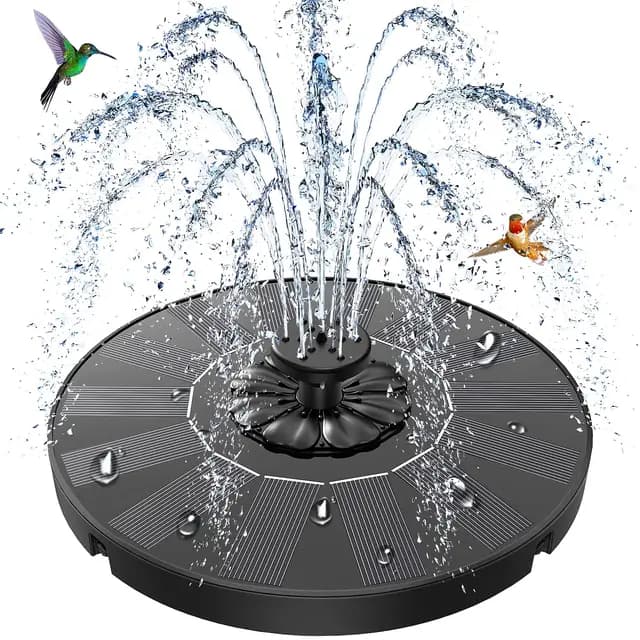 SZMP Fuente Solar 2026 Actualizada, Bomba de Agua Solar con 8 Boquillas & 4 Fijadores, Fuente Jardin Exterior para Estanque de Jardín Fuente, Baño para Pájaros, Piscina, Patio y Decoración (Negro)