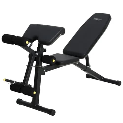 Banco Musculación Multifuncional con Respaldo Reclinable de 6 Posiciones, Banco De Pesas con cojín de predicador, Banco Pesas Plegable con extensión de piernas, Banco Abdominales,Banco Plano