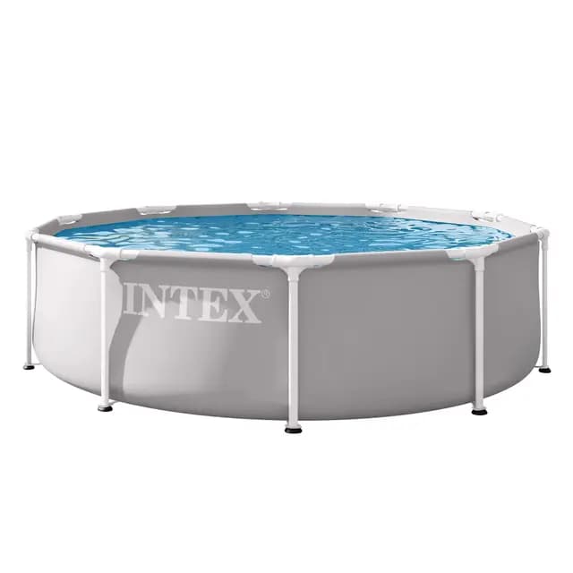 Intex - Piscina Desmontable, Gris, D305x76 cm, Capacidad para 4.485 litros, Estructura metálica, Ideal 4 Personas, Montaje 30 Minutos, Conexiones depuradora Ø32 mm (56078)