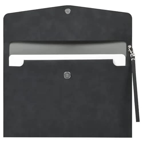 OFFCUP Funda A4 para Archivos, Bolsa para Documentos de Cuero, Sobre para Documentos con Cremallera y Bolsillos, Carpeta Portadocumentos A4 para Documentos Papelería y Tableta (Negro)