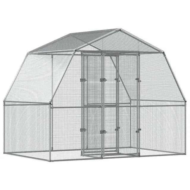 vidaXL Jaula para pájaros con Puerta Acero galvanizado Plateado, pajarera de Exterior, Jaula para Palomas, Jaula Grande para Loros