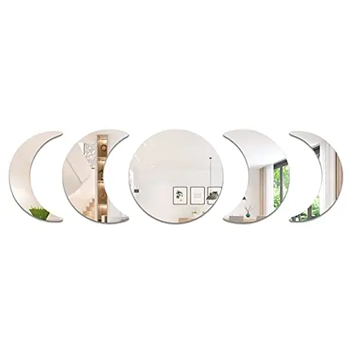 IDISON - Lote de 5 Pegatinas de Pared de acrílico con Fases de Luna de Estilo Bohemio para Dormitorio, Sala de Estar