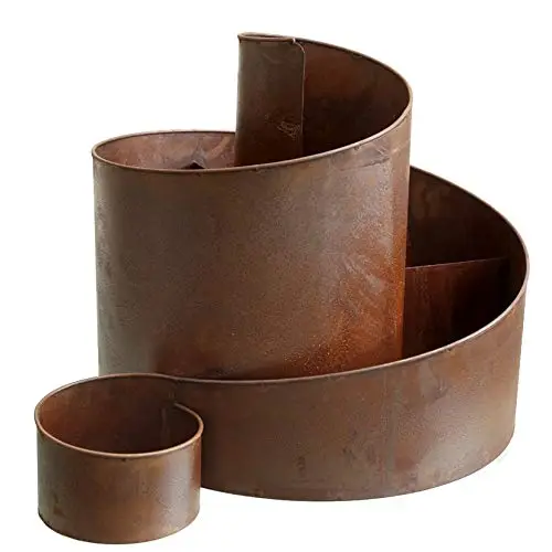Espiral para hierbas aromáticas (43 x 41 x 61 cm, metal oxidado, decoración de jardín), diseño de pirámide de flores