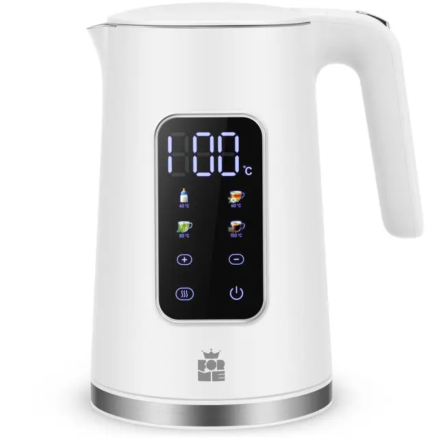 ForMe Hervidor Eléctricos de Acero Inoxidable 1,7 L Selección de Temperatura de 40-100 C LED Indicador Digital de Temperatura I Función de Mantener Caliente Tetera I Cristal Hervidora Libre de BPA