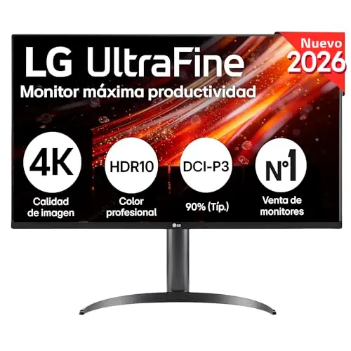 LG 32UR55ZK-B - Monitor Ultrafine 31,5'', Panel VA, 4K UHD (3840 x 2160), 60 Hz, DCI-P3 90%, Ajuste en Inclinación (Eje Horizontal) / Altura/Pivotable, Negro con Textura