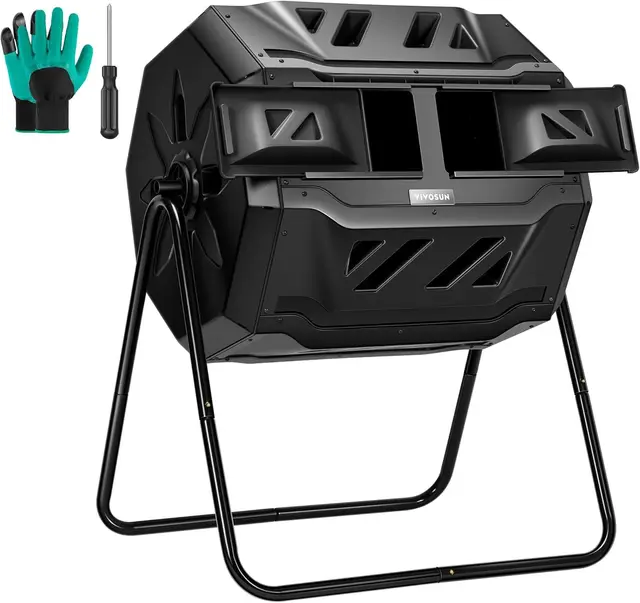 VIVOSUN Carrete de compostaje Doble Giratorio para Compost, 100 l