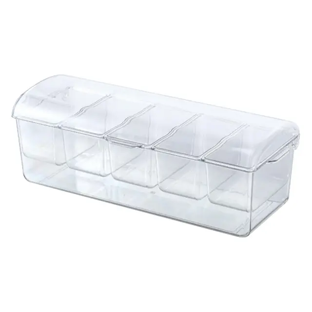 Chilled Snack Nizer – Dispensador de salsas enfriadas en hielo, bandeja de especias con tapa, recipiente refrigerado para especias, salsa fría para fiestas, barbacoas y reuniones