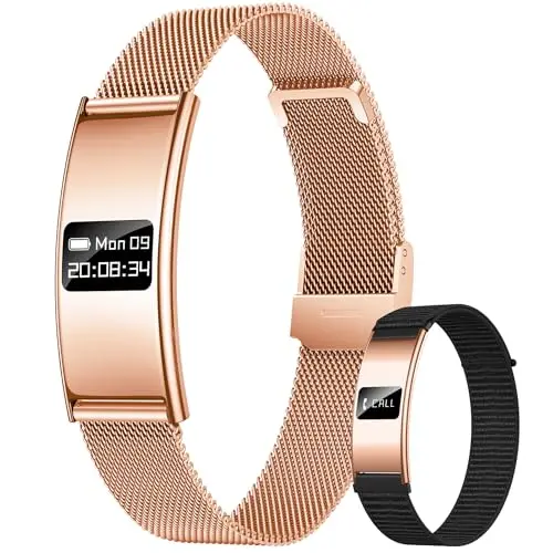 Pulsera Actividad Mujer Fitness Smartwatch: Reloj Inteligente Deportivo Delgado Monitor 24/7 y Sueño Ritmo Cardiaco SpO2 HRV Salud Función 5ATM Impermeable 2 Correas Aviso de llamada para Android iOS