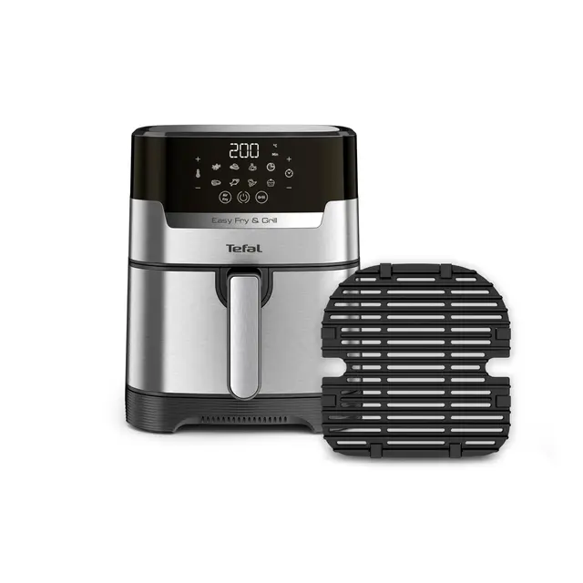 Tefal EY505D Easy Fry & Grill Freidora de aire caliente, tecnología 2 en 1 (Air Fryer y Grill), pantalla digital, 4,2 litros para 6 porciones, 8 programas de cocción, ahorro de energía, sin aceite,