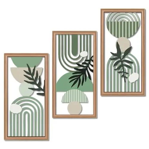 putuo decor set 3 cuadros verde salvia