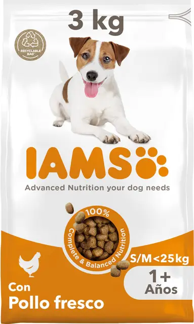 IAMS Pienso Seco Perros Adultos Razas Pequeñas y Medianas Pollo 3 kg