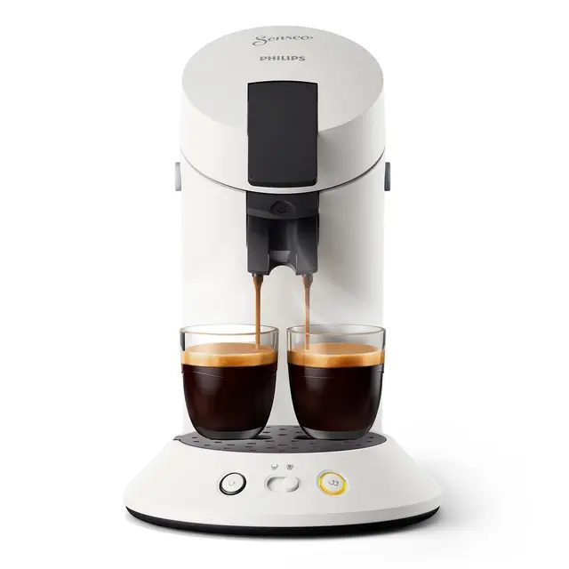 Philips Senseo Original Plus CSA210/10 - Cafetera de monodosis (selección de intensidad, tecnología de café Boost, plástico reciclado), color blanco