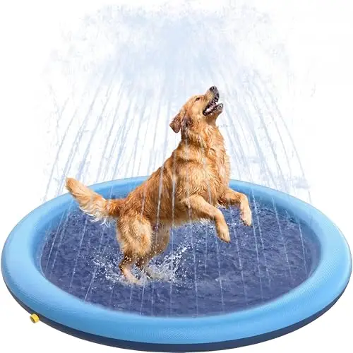 CNMTCCO Piscina para Perros de 100 cm,Alfombrilla de Agua Plegable con rociadores,Piscina Infantil para Perros,Alfombrilla Hinchable Reforzada para Juegos acuáticos,Ideal para el jardín en Verano