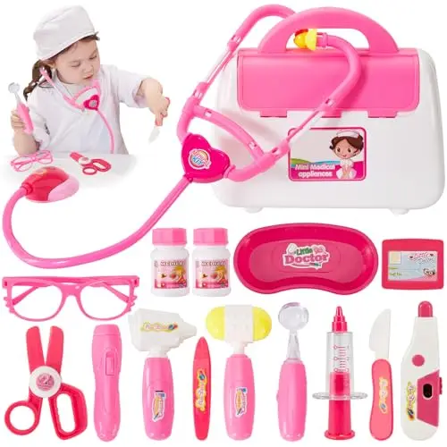 buyger sz-093 kit médico infantil rosa