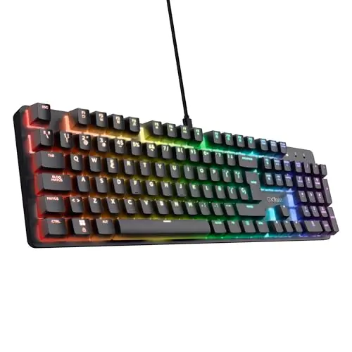 GXTrust 871 Zora Teclado Mecánico Español QWERTY con Iluminación RGB, Interruptores Lineales Huano, N-Key Rollover Anti-ghosting, Teclado Gaming Programmable con Cable USB para PC Portátil