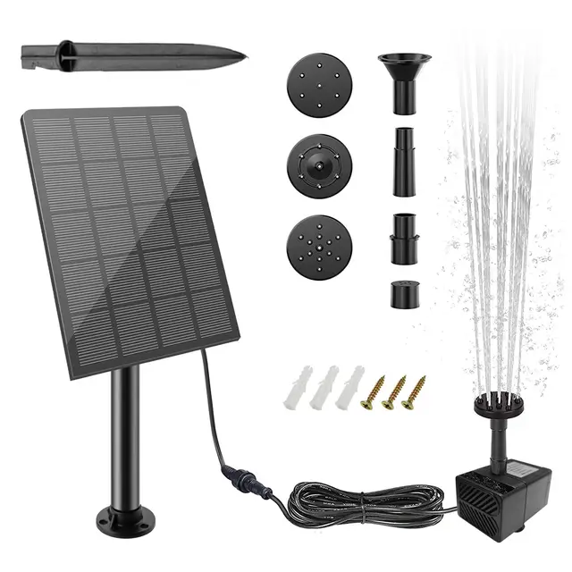 Fuente Solar Jardin Exterior, Bomba de Agua Solar 2.5W, Bomba Solar Estanque, Bomba Solar para Fuente De Agua, Bomba Agua Solar con Panel Solar Terraza Jardín Cascada Baño De Pájaros