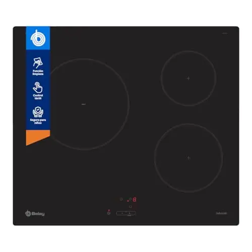 Balay - Placa de Inducción, 60 cm de ancho, 3 fuegos, Zona de 24 cm con Función Sprint, Control Tactil y Programable, Negra, 3EB864EN