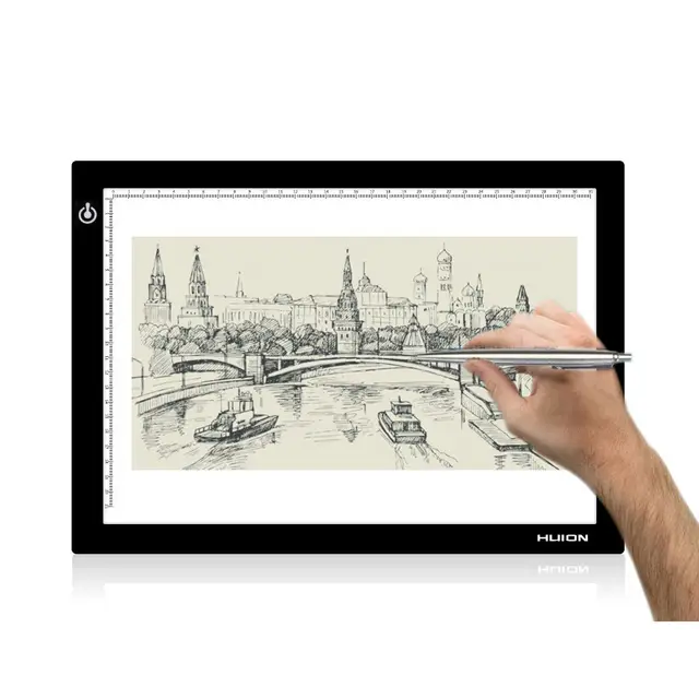 HUION L4S Caja de luz LED A4 Almohadilla de luz Ajustable Alimentada por USB Ultradelgada para Dibujo, Bocetos, Animación, Caligrafía, Trazado de Tatuajes, 17.7 Pulgadas