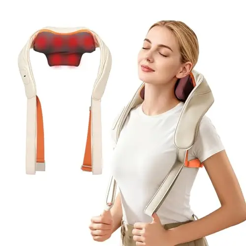 Masajeador de cuello con función de calor, masajeador Shiatsu, masajeador 4D de tejido profundo, para hombro, pierna, cuerpo, músculo, alivio del dolor