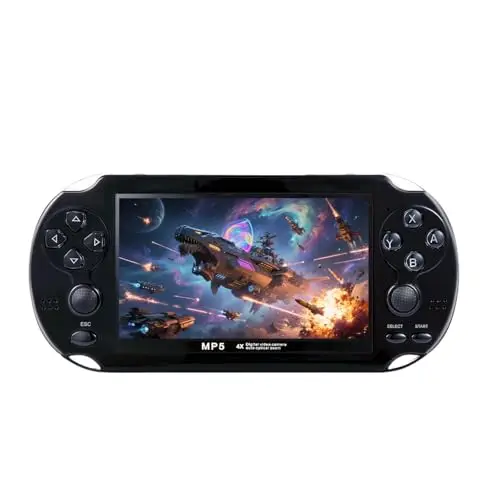 Consola de Juegos portátil Retro YHFITN de 4,3 Pulgadas con Doble Joystick, Compatible con TV, niños y Adultos. (Black)