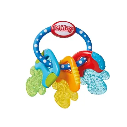 Nuby - IcyBite Mordedor Bebe Refrigerante Con Gel PurICE - Alivio Para Encías Sensibles Y Molares - Mordedor Frio Bebe Con Texturas Sensoriales - Juguetes Sensoriales Desde 3 Meses - Colores Vivos