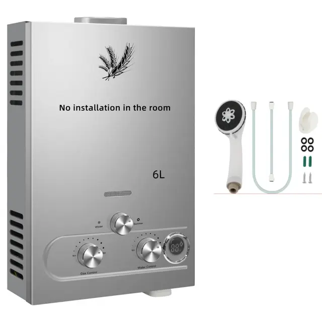 6L 12KW Calentador de Agua de Gas GLP Butano y Propano Calentador de Agua Calentador de Agua LPG Instantáneo Portátil,Modos de Invierno y Verano,para Ducha Al Aire Libre,Baño,Camping