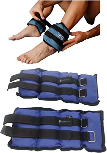 PERPETUAL® Pesas para Tobillos y Muñecas Ajustables (2 unidades) Peso Total del Set: 1KG 2KG 3KG 5KG 6KG 8KG - Tobilleras y Muñequeras con Peso Lastradas - Pesas de Pies con Velcro para Hombre y Mujer