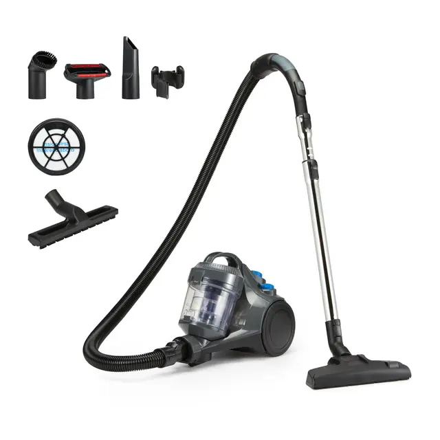 Amazon Basics Aspirador sin Bolsa Cilíndrico 1.3L Compacto Ligero con Boquilla Triple Acción, Filtro HEPA, 850W, para Alfombras y Suelos Duros, Gris