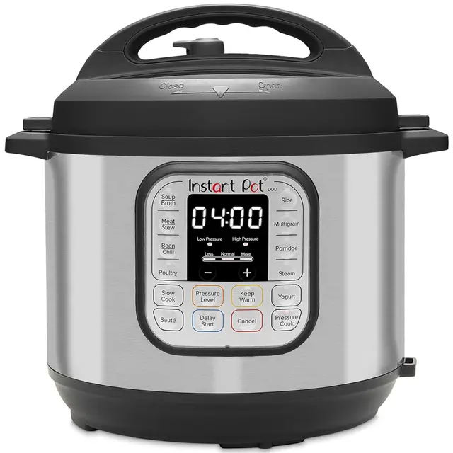 Instant Pot Duo 7 en 1 – Olla multifunción de 5,7 L – Acero inoxidable cepillado, olla a presión grande, olla de cocción lenta, arrocera, sartén para saltear, yogurtera, vaporera y calientaplatos