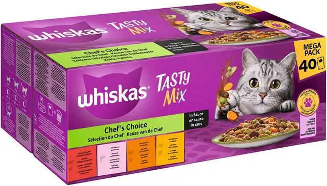 Whiskas 1+ Tasty Mix Chef's Choice Comida Húmeda en Salsa