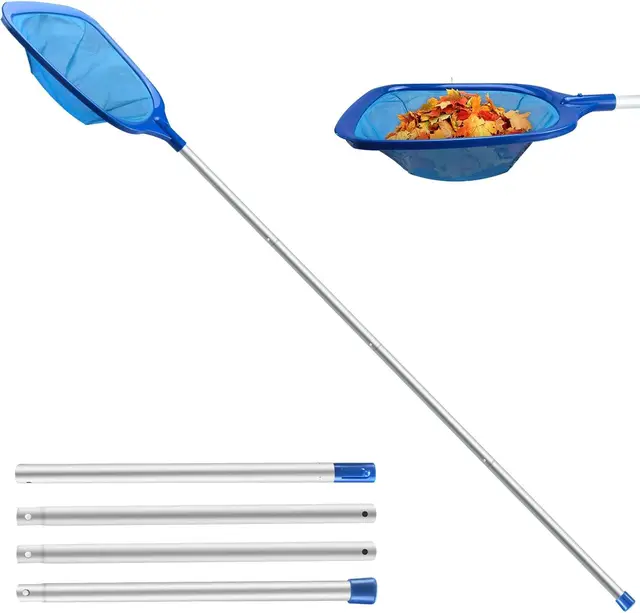 Jsdoin 161cm Recogehojas para Piscinas Profesional,Kits de Skimmer Piscinas con 1.24m Barra Telescópica para Piscina, Spas, Estanques, Parque Acuatico