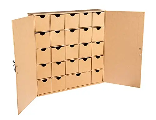 Rayher Calendario de Adviento personalizable, armario con 24 cajones, 29,6x29,6x6,5 cm, 67367521, Fuerza