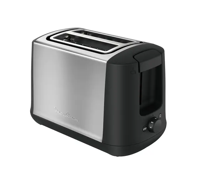 Moulinex Subito LT340811 Tostadora 2 ranuras y 7 ajustes/tiempo de tostado, función Stop, bandeja recoge-migas, 2 ajustes con iluminación para funciones descongelar y recalentar, Negra
