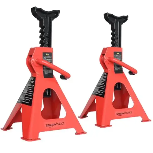 Amazon Basics Gatos estabilizadores, de acero, Capacidad de 2 toneladas (1,8 toneladas métricas), 1 Par, Rojo, negro