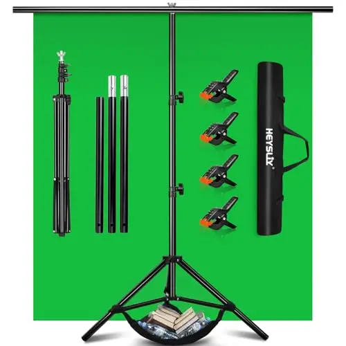 Telón de Fondo de Pantalla Verde con Kit de Soporte para Video, Zoom, 6.5 x 6.5 pies, Kit de Pantalla Verde Chromakey portátil con Soporte para transmisión, Juegos