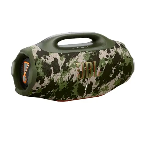 JBL Boombox 4, Altavoz Bluetooth portátil, Sonido JBL Pro, AI Sound Boost, Resistencia al Agua/Polvo IP68, autonomía 34 h, Life, Auracast, 2 ajustes de Refuerzo de Graves, Verde Camuflaje