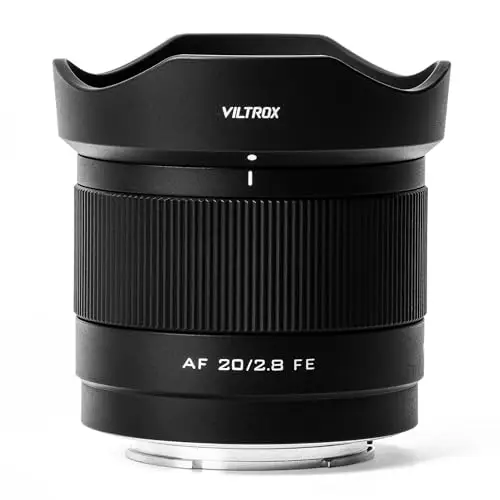 VILTROX 20mm F2.8 f/2.8 FE Fotograma Completo Gran Angular Enfoque Automático Objetivo Compatible con Sony E-Mount a7III a7iv a7R fx30 zv-e100 a7SII III a7C a7cii a7c a7II a7RII a6100 a6400 a6000