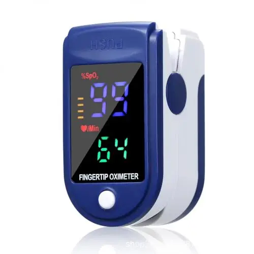 COOLEAD Pulsioxímetro de Dedo, Oxímetro de Pluso Digital Portátil con Con pantalla de 4 colores, Medición de SPO2 y PR y PI (Azul oscuro)
