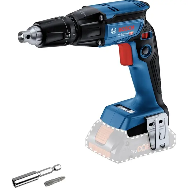Bosch Professional 18V System atornillador para placa de yeso a batería GTB 18V-45 (incl. 1 inserción del atornillador, 1 gancho para cinturón, 1 portapuntas, sin batería/cargador)