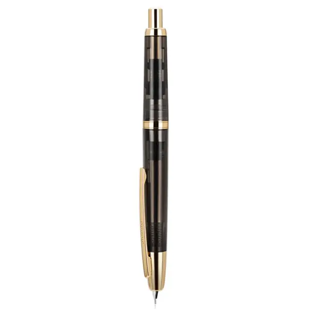 Jinhao Serie 20 Pluma Estilográfica de Presión, Negro Transparente Punta Fina Retráctil con Juego de Convertidor de Tinta (Clip Dorado)
