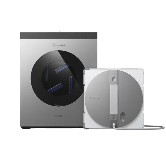 ECOVACS WINBOT W3 OMNI Robot Limpiacristales con Estación Multifunción, Autolavado de Mopa, Limpieza Inteligente de Bordes, Atomizador Triple, Control vía App, Protección de 12 Fases
