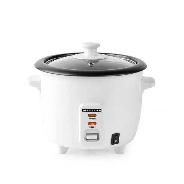 Melissa Olla arrocera 0.6L - 300W - con revestimiento antiadherente - Inserto de vapor - Función mantener caliente - Apagado automático - Incluye taza y cuchara medidoras - Blanco